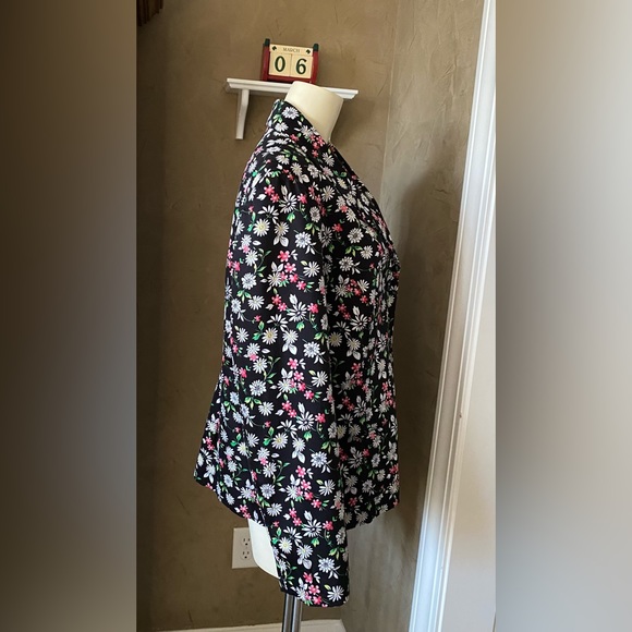 Alfred Dunner Blazer Spring Size 14 ditsy Floral Jacket Black - Picture 2 of 15